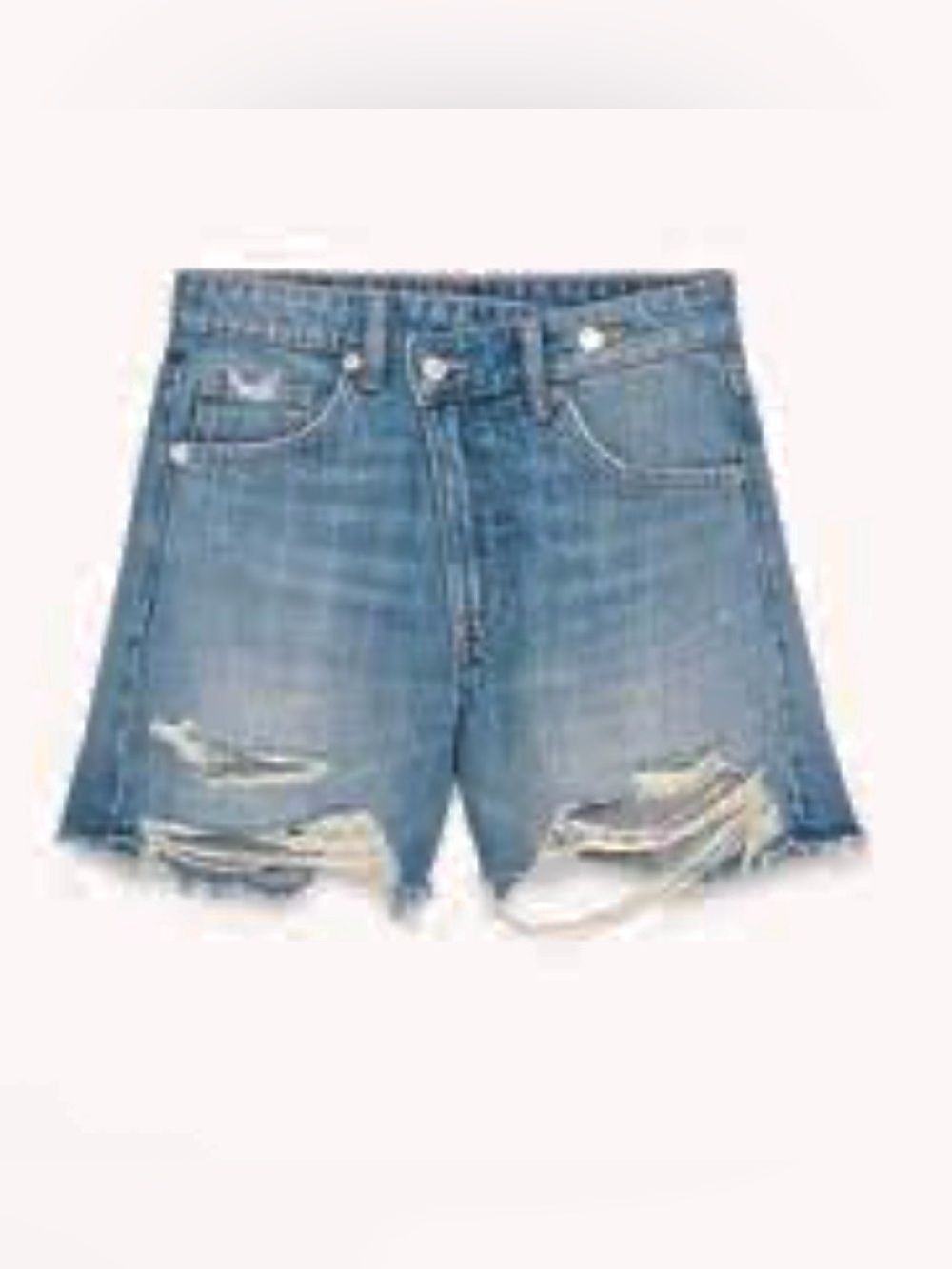 ZARA Crossover Waist Distressed High-Rise Denim Shorts